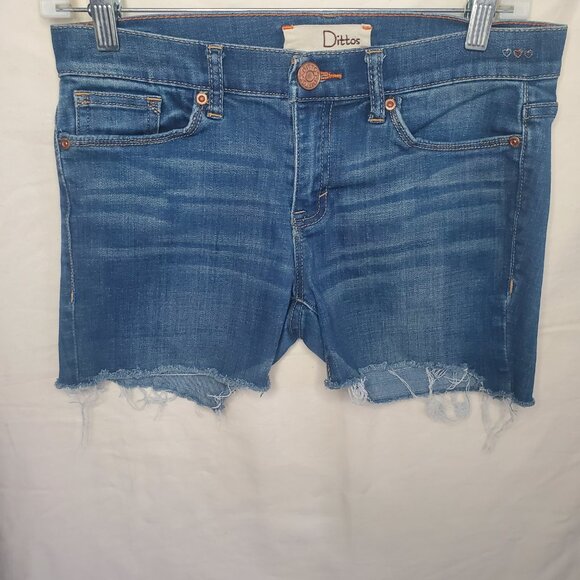 Pre-Loved Women’s Blue Dittos Skinny Flare Mid Rise Shorts Size 27 - Picture 9 of 9